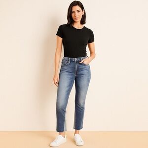 Loft 8 (29) Vintage Straight Women’s Jeans Frayed Cropped High Rise Patchwork